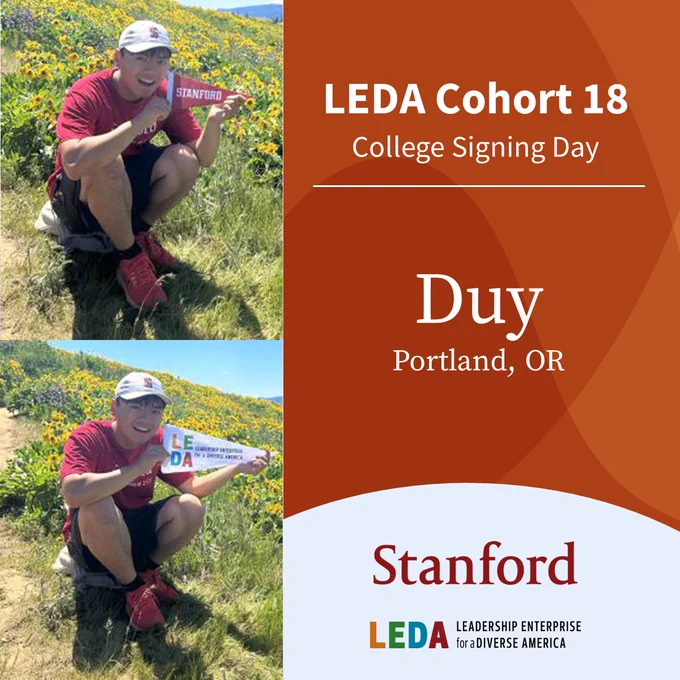 College Signing Day 2023 - LEDA Scholar Duy will attend Stanford University