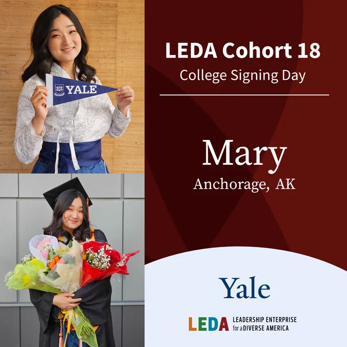 College Signing Day 2023 - LEDA Scholar Mary will attend Yale University