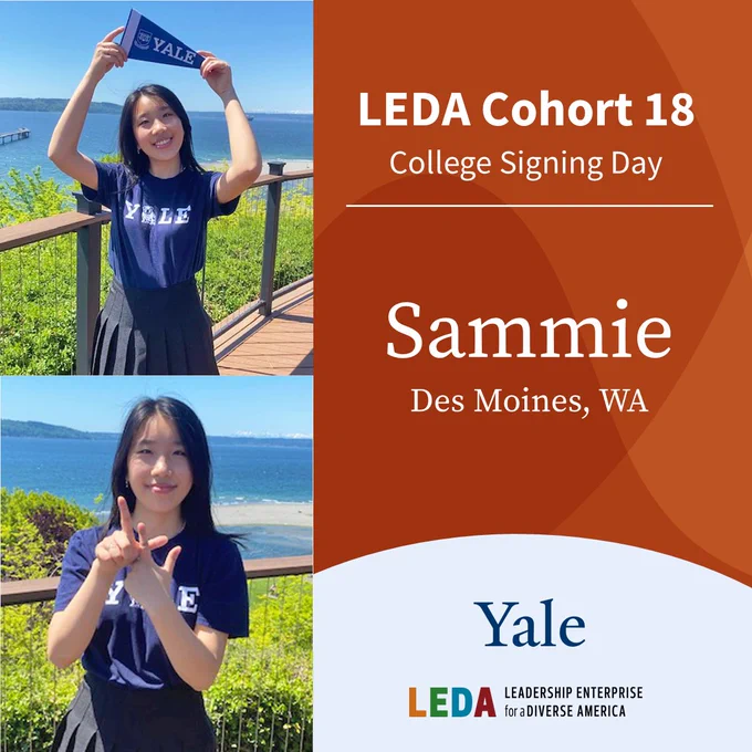 College Signing Day 2023 - LEDA Scholar Sammie will attend Yale University