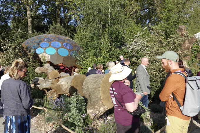 The Royal Entomological Society garden with volunteer Clare Boyes and many visitors