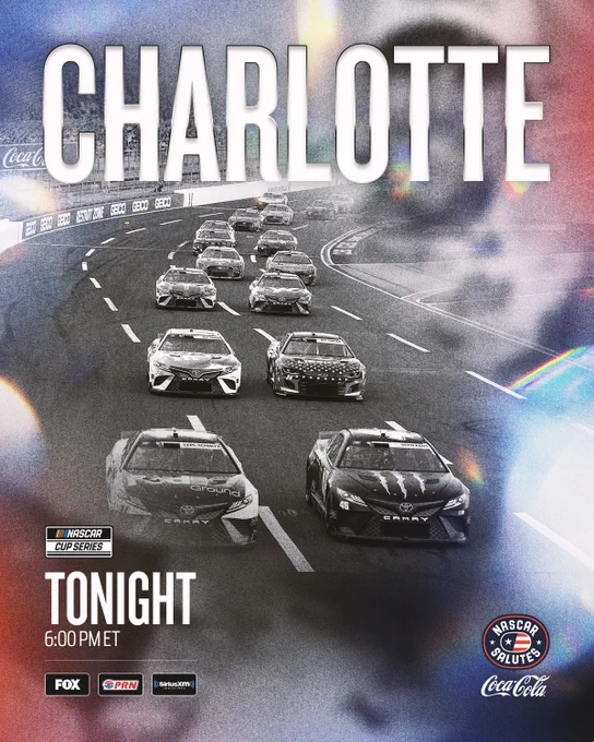 Tune-In Graphic for the Coca-Cola 600, Tonight at 6 PM ET on FOX, PRN and SiriusXM.  