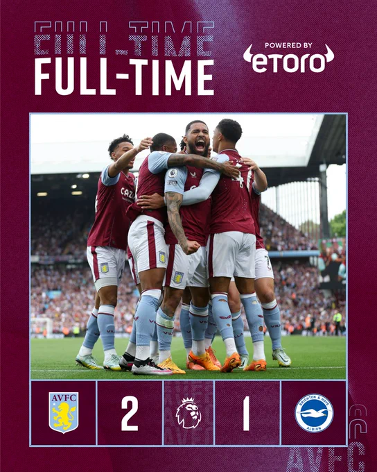 FULL-TIME: ASTON VILLA 2 BRIGHTON 1!