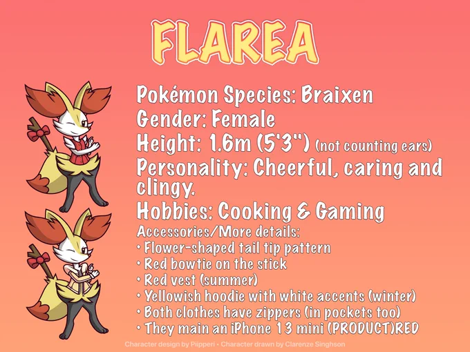 Flarea the Braixen’s reference sheet