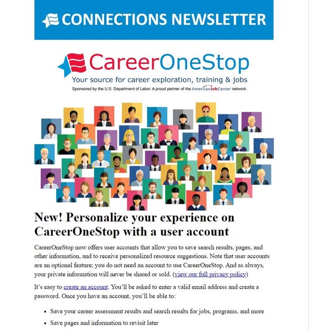 Check out CareerOneStop.org's quarterly newsletter to get the latest updates and features