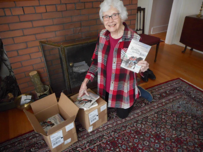 Jean Rae Baxter unboxing Battle on the Ice her historical novel published by Crossfield Publishing launching June 2023.
