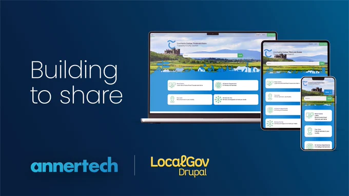 Tipperary County Council’s website is featured next to the “words building to share“. The logos of Annertech and LocalGov Drupal are at the bottom.
