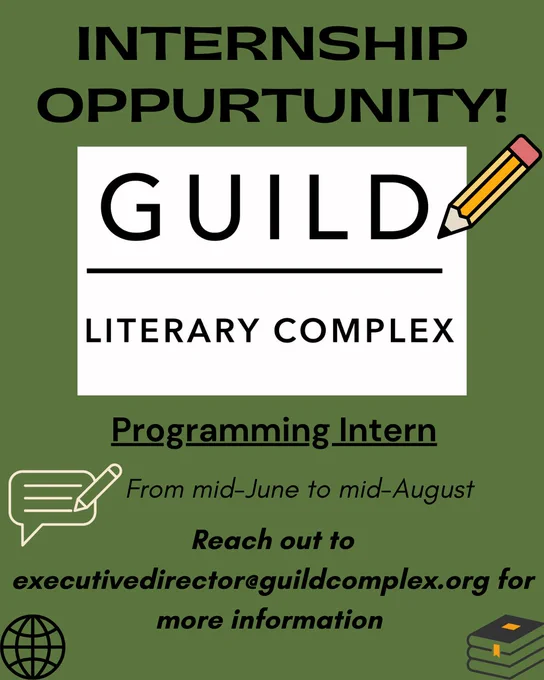 Flyer for internship opportunity of a programming intern for the Guild Literary Complex.