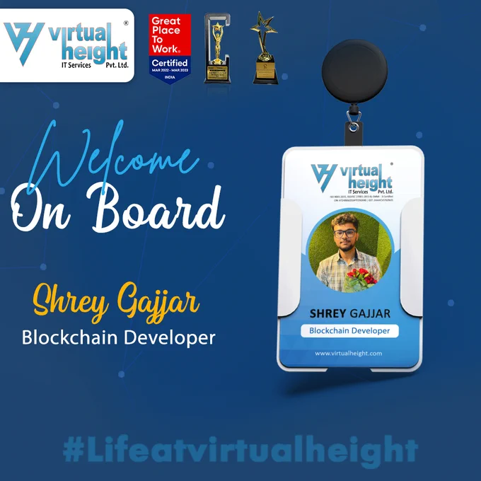Welcome to the #VirtualHeight Tribe, Shrey! 💐

We hope you will fuel our growing team with positivity and find your time with us rewarding.
.
.
.
#Welcome #NewJoining #EmployeeEngagement #Employees #Teammember #VHFamily #Ahmedabad #BestApplicationDevelopmentCompany #appandwebdevelopment #Blockchaindevelopment #WebDevelopment #Appdevelopment #gamedevelopment #appledevelopement #developmentcompany #itcompany #ahmedabadcompany #Indore #Indorecompany #VHITS #LifeAtVirtualHeight
