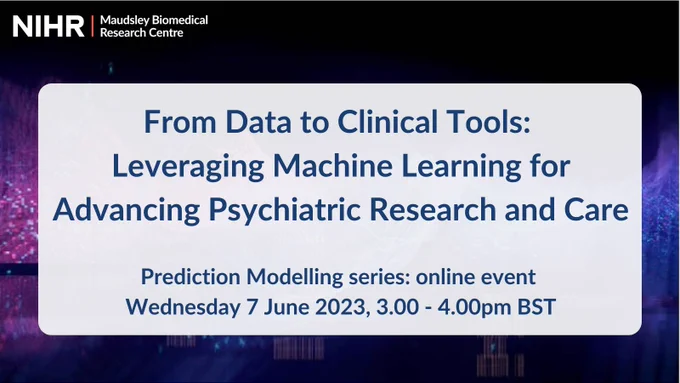 From Data to Clinical Tools: Leveraging Machine Learning for Advancing Psychiatric Research and Care, 7 June 2023, 15:00 to 16:00