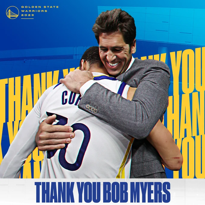 Thank You Graphic for Bob Myers

2x NBA Executive of the Year. 
4x NBA Champion. 
The architect of an era.

After 11 seasons, Bob Myers will step down from his role as President of Basketball Operations / General Manager at the conclusion of his contract. Thank you for everything, Bob.