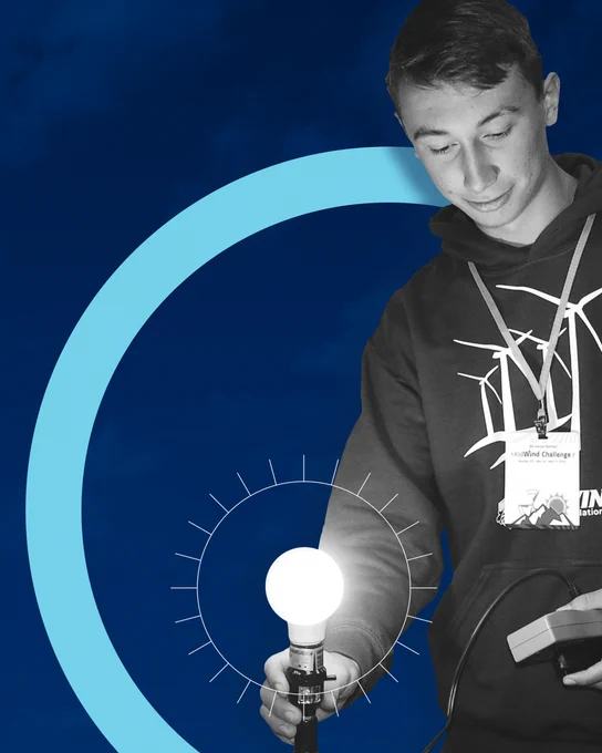 Image of a student participating in a wind and solar energy challenge 