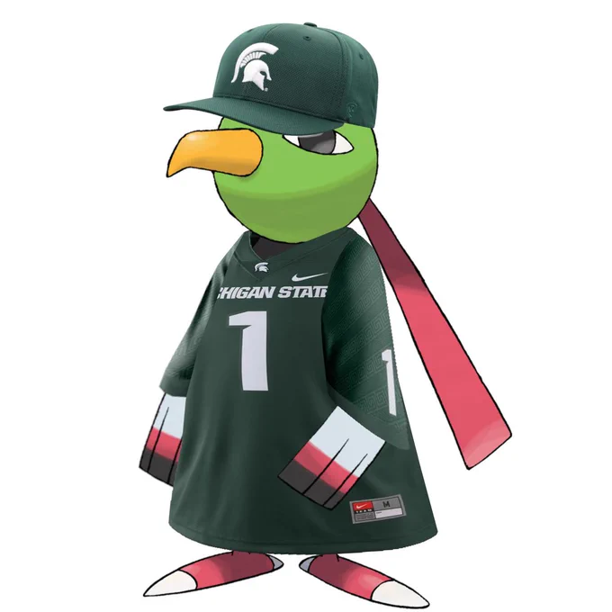 Xatu with Michigan State Spartans hat and jersey.