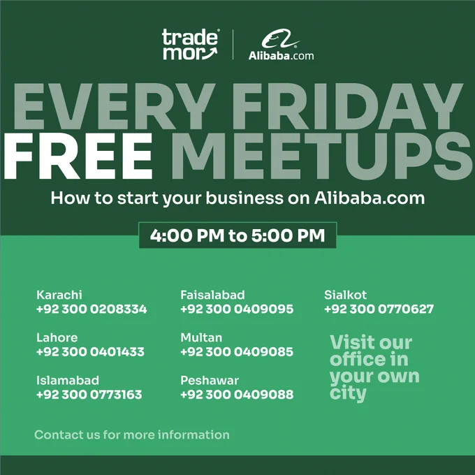 Join us this Friday at Trademor offices in our vibrant city for a meetup on starting your business on Alibaba.com. Explore endless opportunities and unlock success in the global marketplace!

#AlibabaBusinessJourney #FridayMeetup #TradeSuccess #GlobalOpportunities #TrademorOffices #BusinessEmpowerment #AlibabaSuccessTips #GlobalMarketplace #BusinessGrowth #NetworkingEvent