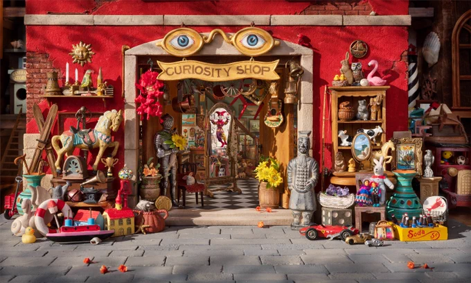 Walter Wick, "Entrance to the Curiosity Shop: A Can You See What I See? Book," as a part of Walter Wick: Hidden Wonders! at the New Britain Museum of American Art.