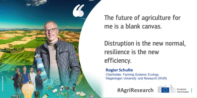 quote by prof Schulte: The future of agriculture for me is a blank canvas. Distruption is the new normal, resilience is the new efficiency.
