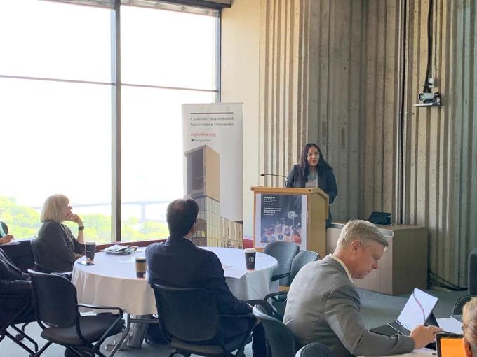 Assistant Professor of ASU’s School of Life Sciences, Krystal Tsosie, delivering her keynote presentation .