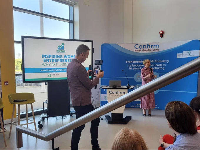 Wonderful top up the connection vibes at event last evening by @JoinInspiring in Limerick.
[ Richard Lynch of I Love Limerick and Dr Briga Hynes of @businessatUL at Inspiring Women Entrepreneurs event where guestspeakers included Paula Fitzsimons, Jennifer Corley, Tara Dalton and Leonora O'Brien in ConfirmCentre, Castletroy. 
