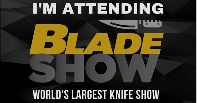 A logo that states that "I'm attending Blade Show; World's largest knife show"