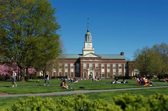 an image of Bertrand Library on the campus off Bucknell University.