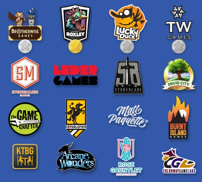 A list of Game Pathways sponsors! Platinum: Brotherwise Games. Gold: Roxley Games. Silver: Lucky Duck and Thunderworks Games. Bronze: Stonemaier, Leder Games, Stoneblade, Druid City, The Game Crafter, Cephalofair, Matt Paquette Co, Burnt Island Games, KTBG, Arcane Wonders, Rose Gauntlet, and Colorway Gamelabs.
