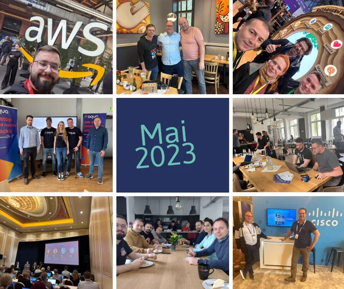 Wir waren diesen Monat viel unterwegs für euch :)
In Berlin beim aws summit, in  Las Vegas auf der Knowledge2023 von ServiceNow, zu Besuch bei Morpheus Data in Denver,  auf der VeeamOn in Miami, bei der Salesforce World Tour und der cmc23 in München... 
Neue & aufgefrischte Kontakte, spannende Inhalte & belebende Denkanstöße, der Alltag, gefeierte Geburtstage (gegessene Kuchen) und das Abklingen der kalten Tage liegen hinter uns ... eine wundervolle Zeit, deren Schwung wir nun in den Juni tragen, um euch bald von neuen Unternehmungen berichten zu können :) 