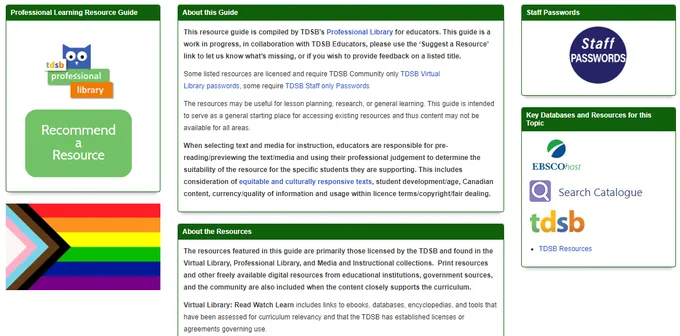 TDSB Professional Library 2SLGBTQ  Resource Guide for Educators
