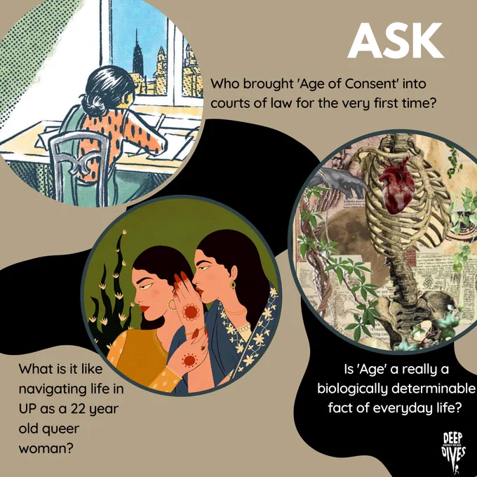 Ask: Who brought 'Age of Consent' into courts of law for the very first time? What is it like navigating life in UP as a 22 year old queer woman? Is 'Age' a really a biologically determinable fact of everyday life? 