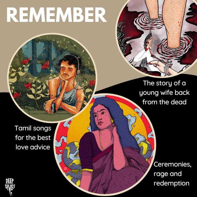 Remember: Tamil songs for the best love advice, The story of a young wife back from the dead, ceremonies, rage and redemption