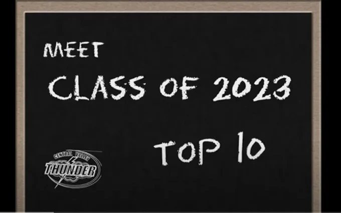 chalkboard with text meet class of 2023 Top 10