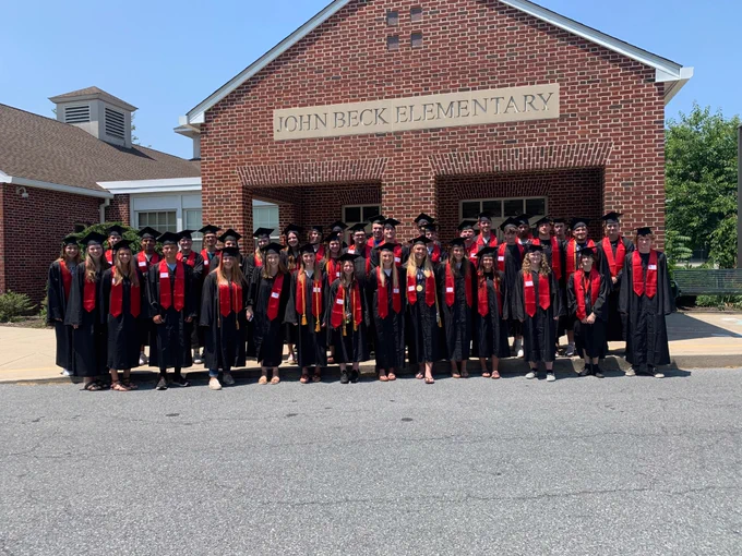 large group photo of seniors who attended John Beck Elementary