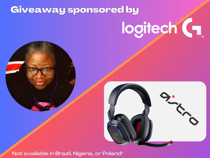 image of saffista and a pair of Astro A30s Text reads Giveaway sponsored by LogitechG, Not available in Brazil, Nigeria, or Poland.