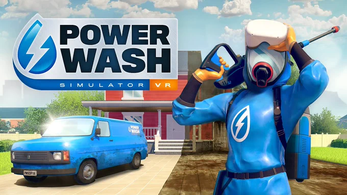 The key art for PowerWash Simulator VR. A newly announced release for the Meta Quest platform from Futurlab and nDreams.