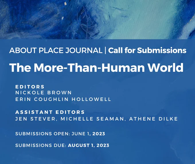 Abstract blue brush strokes. Call for Submissions, About Place Journal.