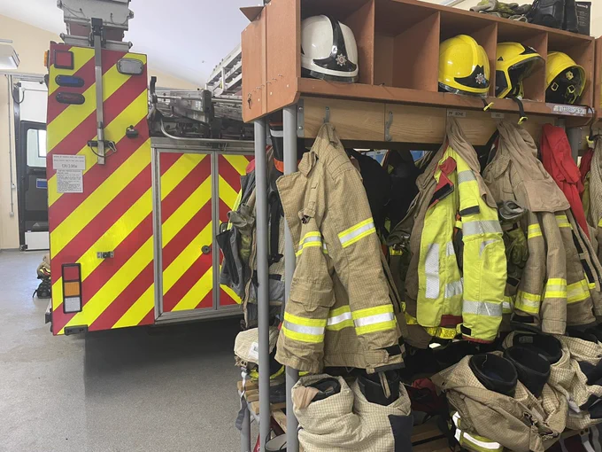 Firefighter's kit hung up 