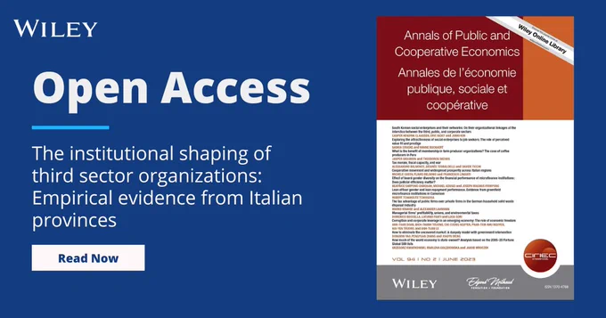 Open Access, The institutional shaping of third sector organizations: Empirical evidence from Italian provinces, Read Now (left) - Annals of Public and Cooperative Economics journal cover (right)