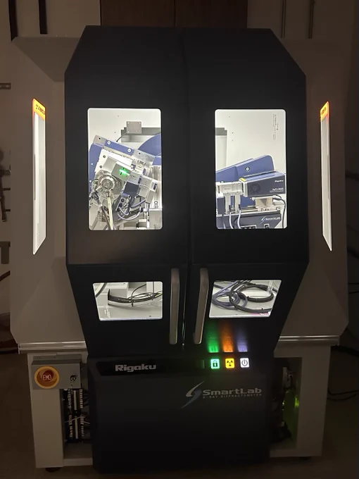 Photo of the SmartLab enclosure powered up with the X-ray anode activated.
