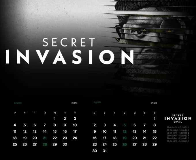 Confira o cronograma de lançamento dos episódios  de ‘SECRET INVASION’ !