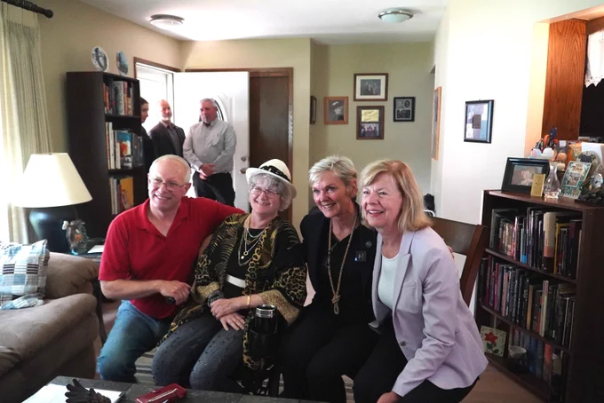Secretary Granholm and Senator Tammy Baldwin visit Lauren and John at their home in Greenfield, WI that has been weatherized with the help of the Department of Energy's Weatherization Assistance Program.