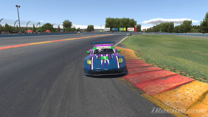 Picture of a Porsche 911 (922) on iRacing Watkins Glen at the Bus Stop with 2 other cars in the background