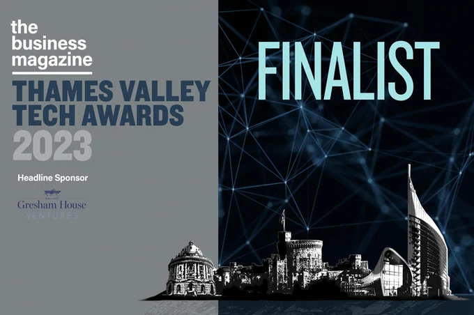 Decorative image with "The Business Magazine Thames Valley Tech Awards 2023, FINALIST"