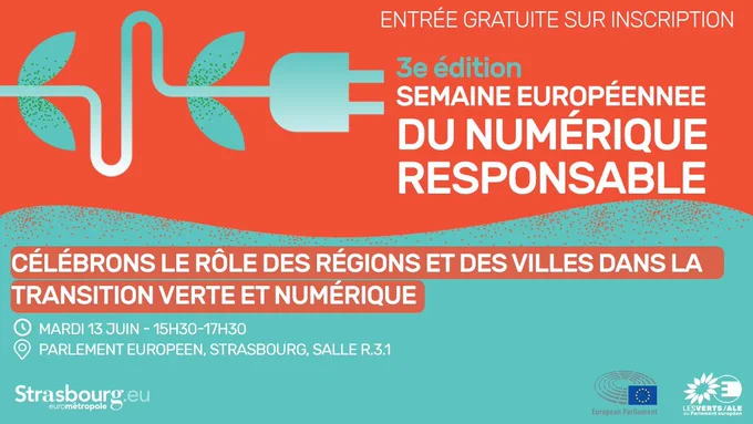 Invitation à participer à la conférence pour célébrer le rôle des villes et des régions dans la transition verte et numérique
Le lieu est Strasbourg au Parlement européen
la date est le mardi 13 juin à 15h30
L'entrée est gratuite sur inscription