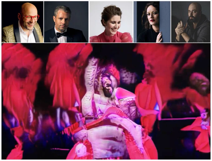 Portraits of participating artists from left to right: Enrique Mazzola, Matthew Polenzani, Nicole Car, Clémentine Margaine, Etienne Dupuis. Below, the excerpt from an AI animation for the 22/23 season campaign:

© Jean-Baptiste Millot, Fay Fox, Yan Bleney, Paula Winkler, Dario Acosta, Stan Hema