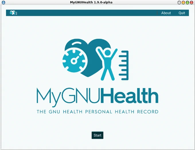 screenshot of the initial screen of MyGNUHealth The GNU Health Personal Health Record