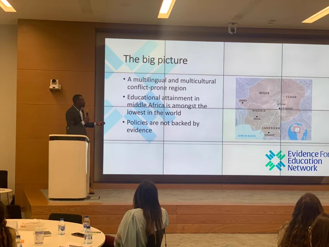 A slide showing the challenges faced in the Lake Chad Basin as presented by Rigobert Pambe.