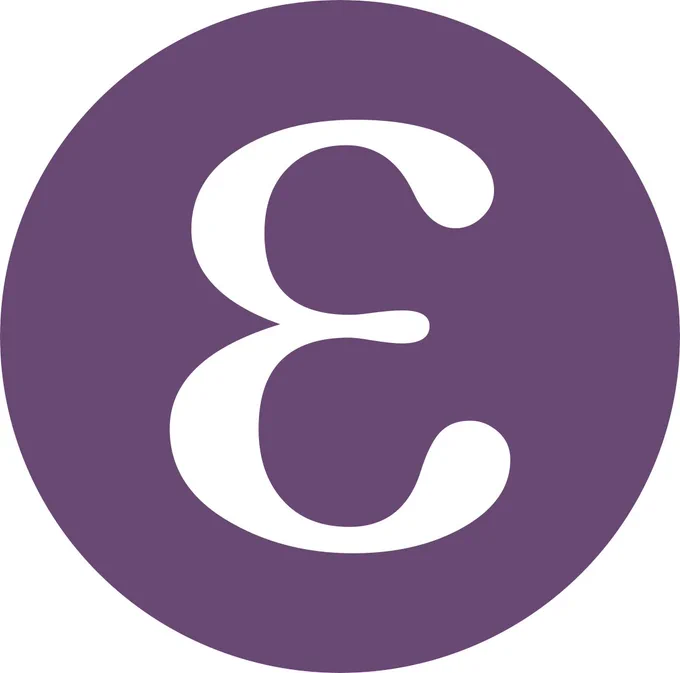 logo de l'association, un E blanc sur fond violet rond