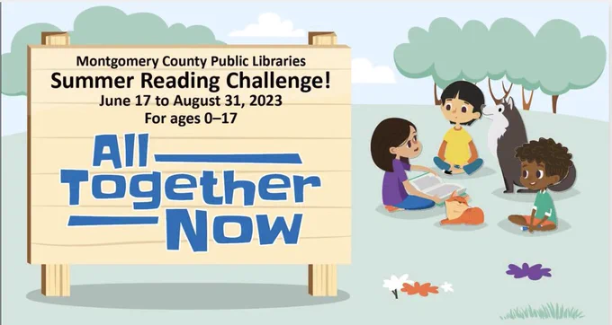 Montgomery County Public Libraries Summer Reading Challenge logo flier. 