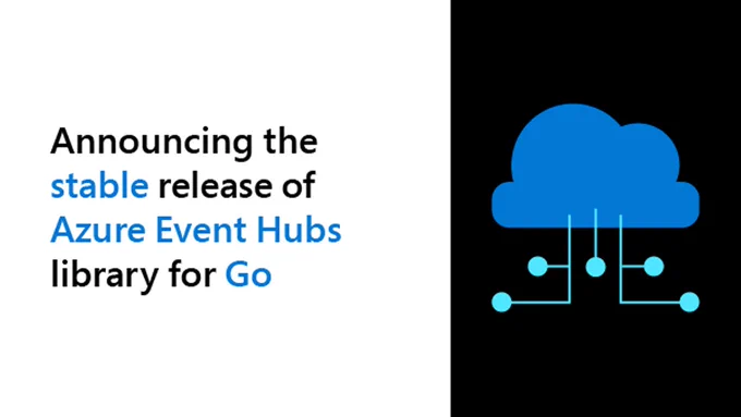 Text reads: Announcing the stable release of the Azure Event Hubs client library for Go