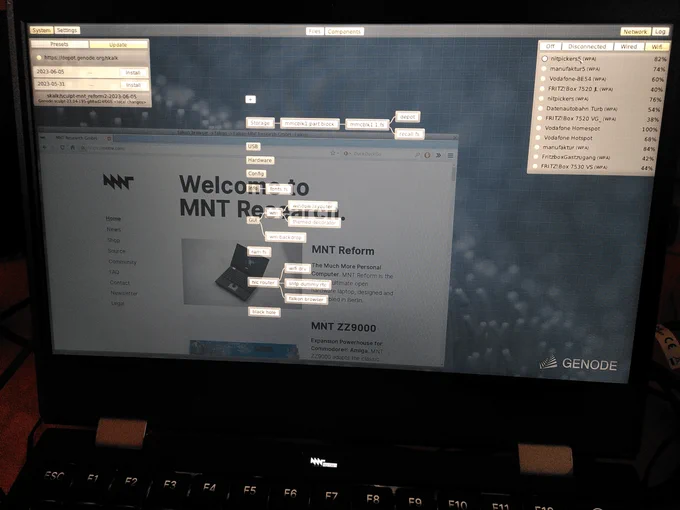 MNT Reform2 laptop running SculptOS 23.04
