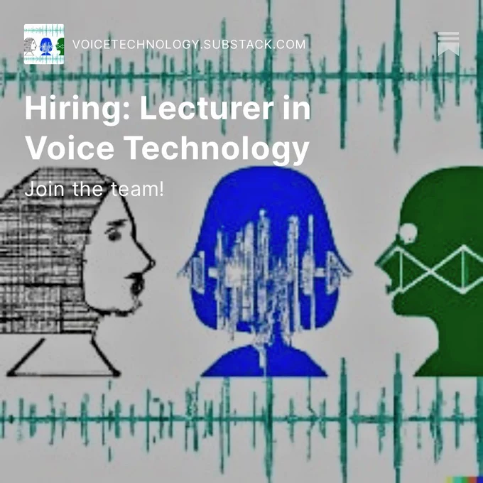 Hiring: Lecturer in Voice Technology (AI generated image)