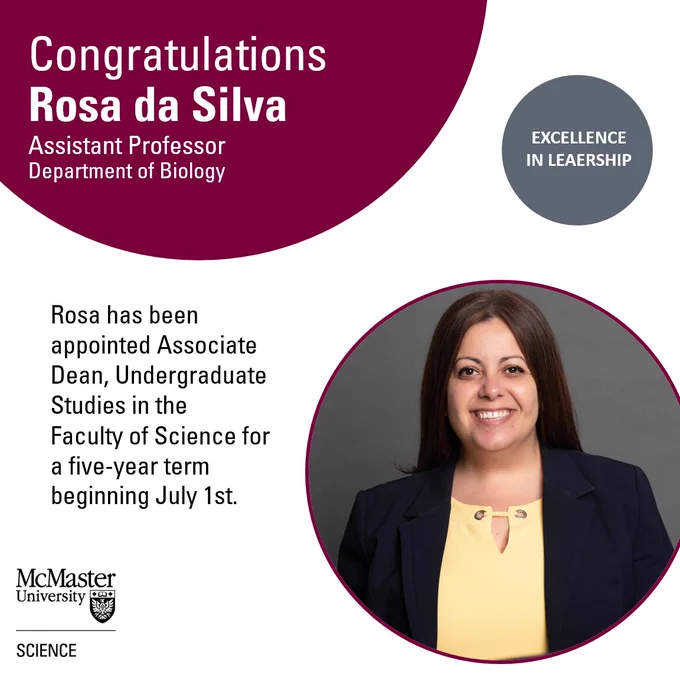 Rosa da Silva has been appointed Associate Dean, Undergraduate Studies in the Faculty of Science.